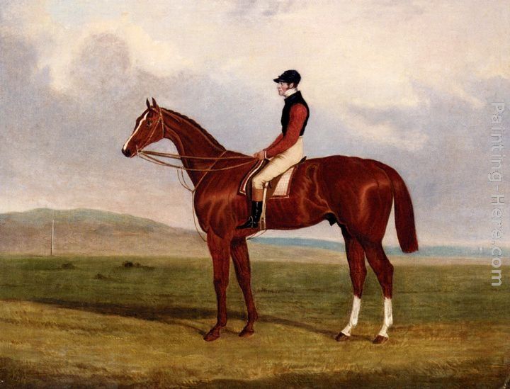 John Frederick Herring, Jnr Elis, A Chestnut Racehorse With John Day Up Waering The Colours Of Lord Lichfield, A Racehorse Beynd